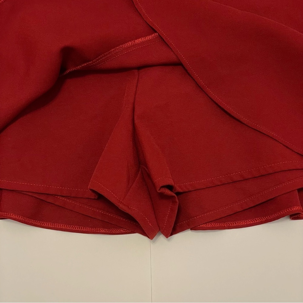 Zara Burgundy Red Bow Flounced Hem Women’s Skirt/Skort with Tie Detail Size L - Picture 11 of 15